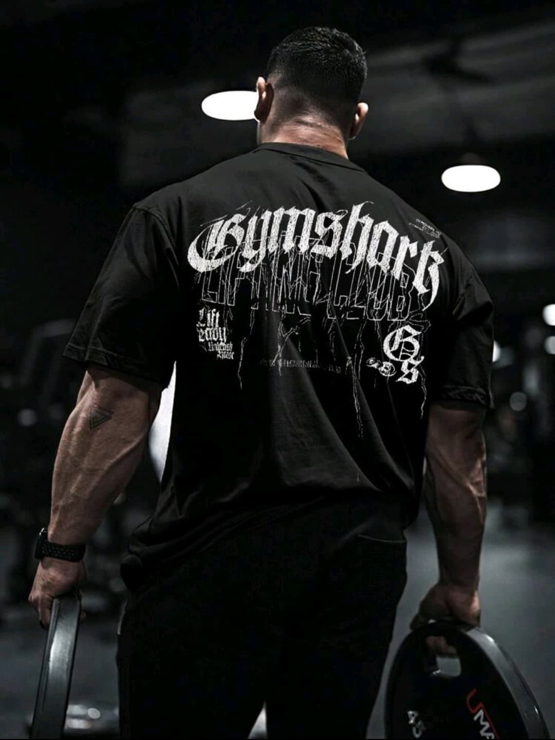 Pullover negro oversized con estampado GYMSHARK con detalles